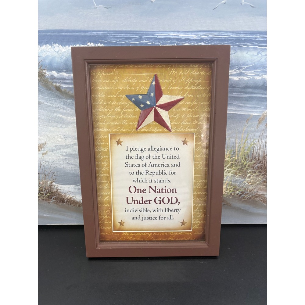 Heartfelt Collection Pledge of Allegiance Framed Wall Art One Nation Under God